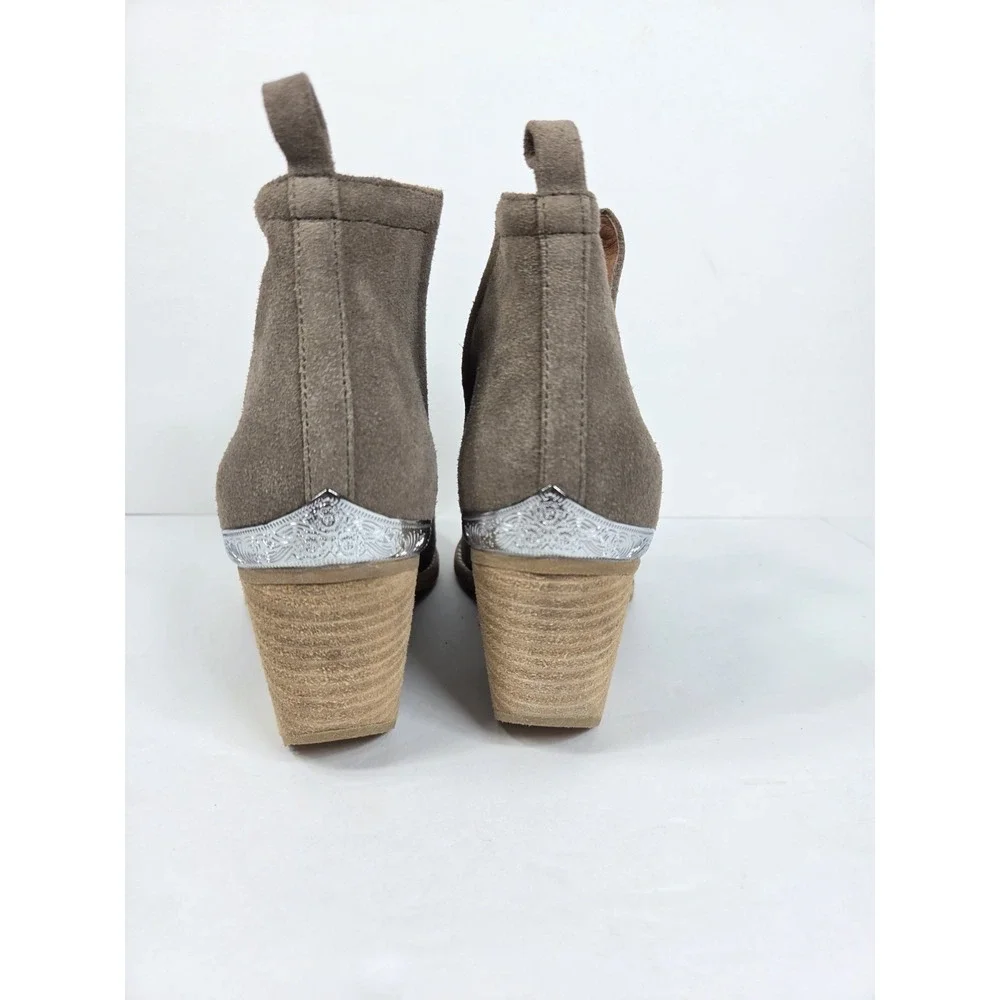 Jeffrey Campbell Cromwell Ankle Boots Western Suede Womens 9.5 Silver Trim Boho